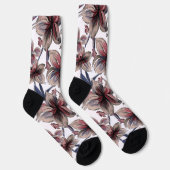 Wasserfarben Krimson Floral auf Weiß Socken (Rechts)