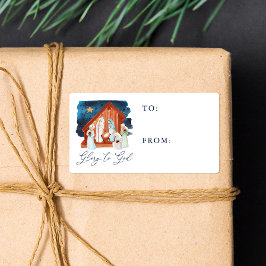 Wasserfarben-Krippe von Etikett zu Etikett