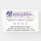 Wasserfarben-Kristalle und geometrisches Boho-Logo Banner (Horizontal)