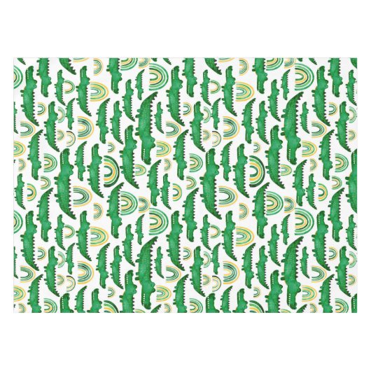Wasserfarben-Krokodil-Alligator-Regenbogen Tischdecke (Vorderseite (Horizontal))