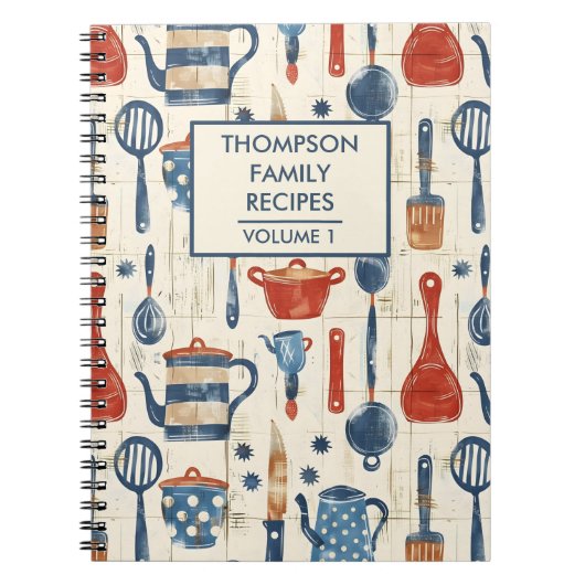 Wasserfarben Küchengeräte Personalisiert Rezept Notizblock (Vorderseite)