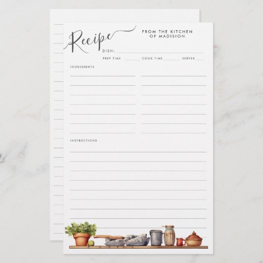 Wasserfarben Küchenschelf Töpfe Tülpe Blatt (Vorne/Hinten)