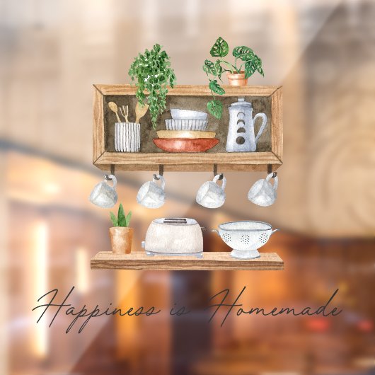 Wasserfarben Küchenutensilien Boho Kochquote Fensteraufkleber (Blatt 2)