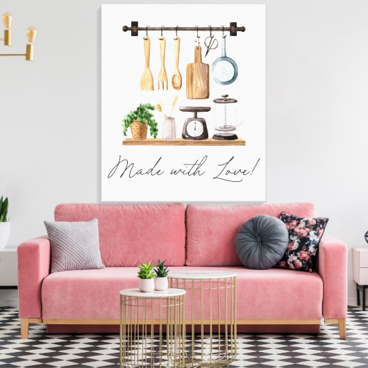 Wasserfarben Küchenutensilien Kochen Zitat Leinwanddruck (Insitu (Wohnzimmer))