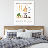 Wasserfarben Küchenutensilien Kochen Zitat Leinwanddruck (Insitu (Schlafzimmer))