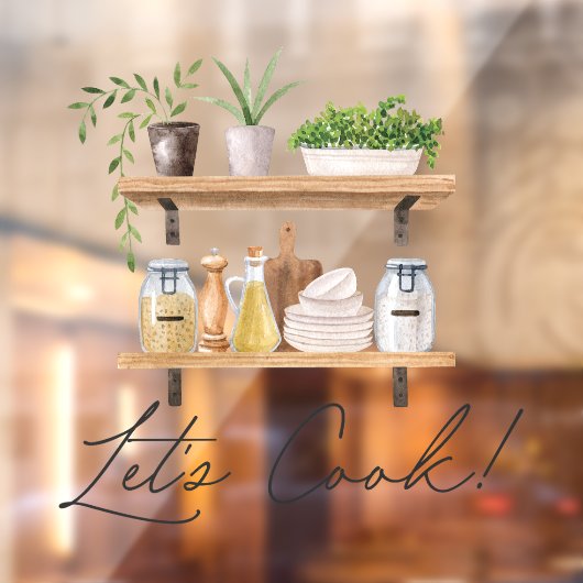 Wasserfarben-Küchenutensilien und Hauspflanzenange Fensteraufkleber (Blatt 2)