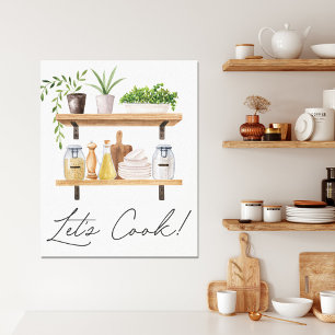 Wasserfarben-Küchenutensilien und Zimmerpflanzen-Z Leinwanddruck