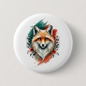 Wasserfarben Kunst - Eleganter Mystic Fox Button (Vorderseite)