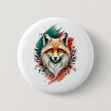 Wasserfarben Kunst - Eleganter Mystic Fox Button