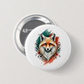 Wasserfarben Kunst - Eleganter Mystic Fox Button (Vorne & Hinten)