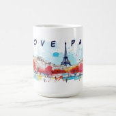 Wasserfarben Kunst, Liebe Paris Eiffelturm Kaffeetasse (Mittel)