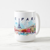 Wasserfarben Kunst, Liebe Paris Eiffelturm Kaffeetasse (VorderseiteRechts)