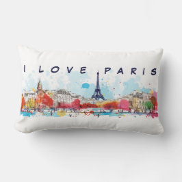 Wasserfarben Kunst, Liebe Paris Eiffelturm Lendenkissen