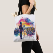 Wasserfarben Kunst, Liebe Paris Eiffelturm Tasche (Von Nahem)
