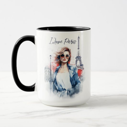 Wasserfarben Kunst, Liebe Paris Eiffelturm Tasse (Links)