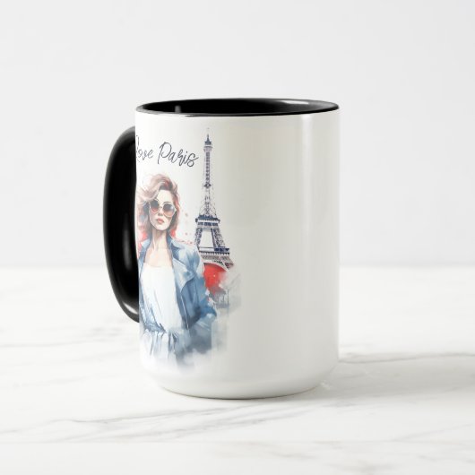 Wasserfarben Kunst, Liebe Paris Eiffelturm Tasse (Vorderseite Links)