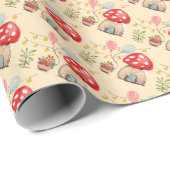 Wasserfarben Kunst, Niedliches Muschrooms Illustra Geschenkpapier (Rolleneckpunkt)