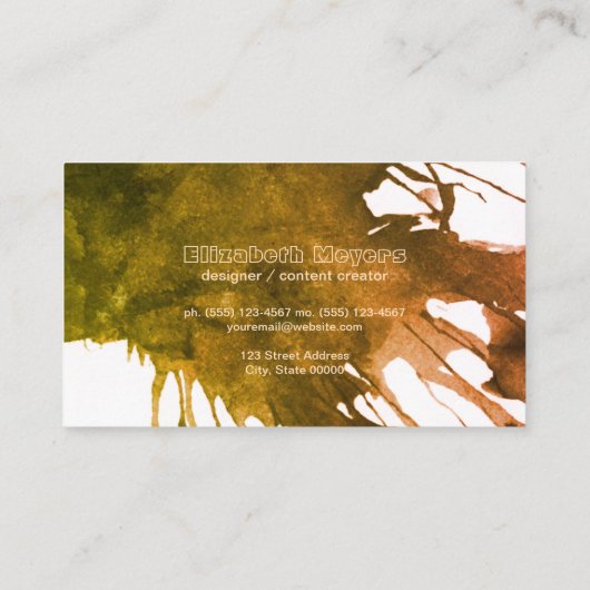 Wasserfarben, künstlerisch ausdrucksstark II Visitenkarte (Rückseite)