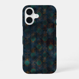 Wasserfarben-Kupfer-Patina-Damaskus-Muster  iPhone 16 Hülle
