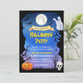 Wasserfarben-Kürbiskuchen-Spooktisches Halloween-P Einladung (Stehend Vorderseite)