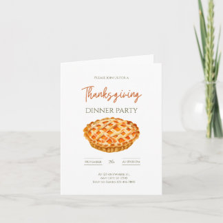 Wasserfarben-Kürbiskuchen-Thanksgiving-Dinnerparty Einladung