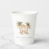 Wasserfarben Küstensurfer Thema Kinderdusche Pappbecher (Vorderseite)