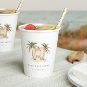 Wasserfarben Küstensurfer Thema Kinderdusche Pappbecher