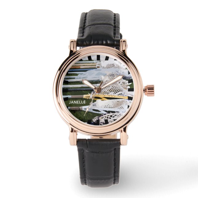 Wasserfarben-Lacrosse-Sticks Armbanduhr (Vorderseite)