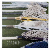 Wasserfarben-Lacrosse-Sticks Fliese (Vorderseite)
