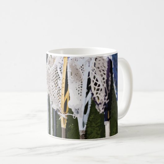 Wasserfarben-Lacrosse-Sticks Kaffeetasse (VorderseiteRechts)