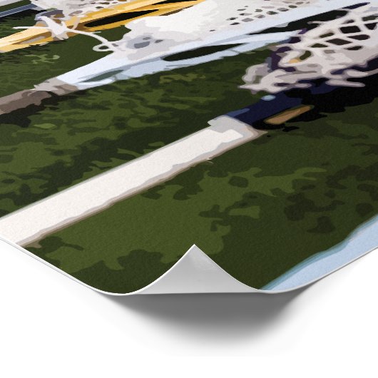 Wasserfarben-Lacrosse-Sticks Poster (Ecke)