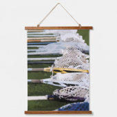Wasserfarben-Lacrosse-Sticks Wandteppich Mit Holzrahmen (Vorderseite)
