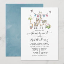 Wasserfarben Lama Babydusche mit dem Motto "Mail"