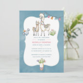 Wasserfarben Lama-Kinderdusche Einladung (Stehend Vorderseite)