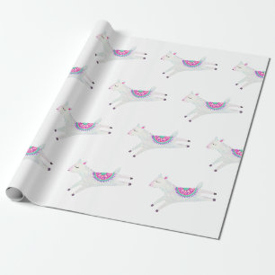 Wasserfarben-Lama-Kindergeburtstagsfeier Geschenkpapier