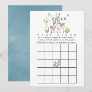 Wasserfarben-Lama-Themen-Baby-Shower-Bingo Einladung