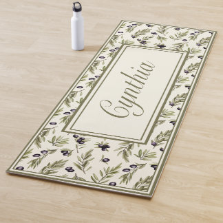 Wasserfarben-Landschaft-Oliven-Muster-Monogramm-Na Yogamatte