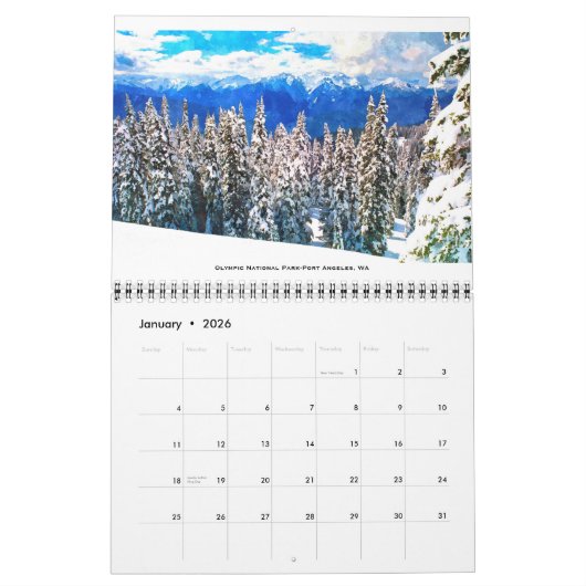 Wasserfarben Landschaften 2026 Kalender (Jan 2026)