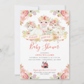 Wasserfarben Landtiere Babydusche Einladung (Vorderseite)