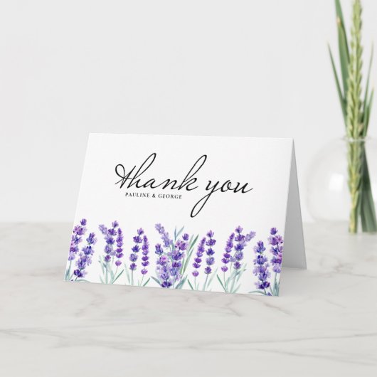 Wasserfarben Lavendel Blume Frühjahrssehen Dankeskarte (Vorderseite)