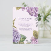 Wasserfarben-Lavendel-Hydrangea-Blume Hochzeit RSVP Karte (Stehend Vorderseite)