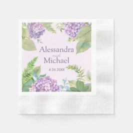 Wasserfarben-Lavendel-Hydrangea-Blume Hochzeit Serviette