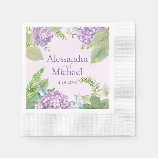Wasserfarben-Lavendel-Hydrangea-Blume Hochzeit Serviette (Vorderseite)