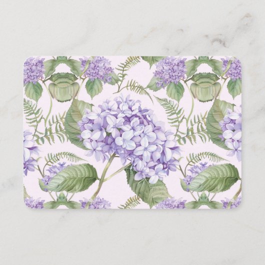 Wasserfarben-Lavendel-Hydrangea-Fern-Blätter Hochz Begleitkarte (Rückseite)