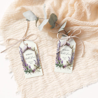 Wasserfarben-Lavendel-Regal-Brautparty Geschenkanhänger