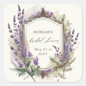 Wasserfarben-Lavendel-Regal-Brautparty Quadratischer Aufkleber (Vorderseite)