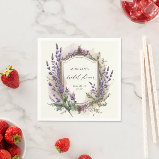 Wasserfarben-Lavendel-Regal-Brautparty Serviette (Beispiel)