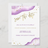 Wasserfarben-Lavendel und Goldgeode Save the Date (Vorderseite)