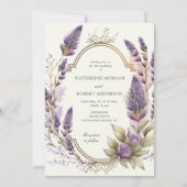 Wasserfarben Lavender Floral Regal Hochzeit Einladung (Vorderseite)