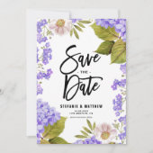 Wasserfarben Lavender Hydrangea Floral Save The Date (Vorderseite)